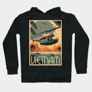 Vietnam Helicopter Vintage Travel Art Poster Hoodie